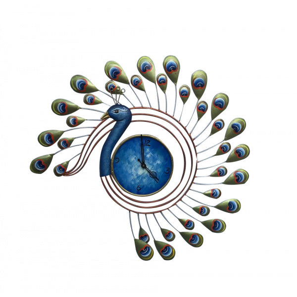 Handmade Metal Peacock Wall Clock