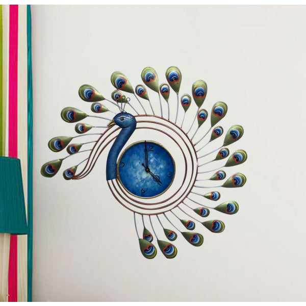 Handmade Metal Peacock Wall Clock