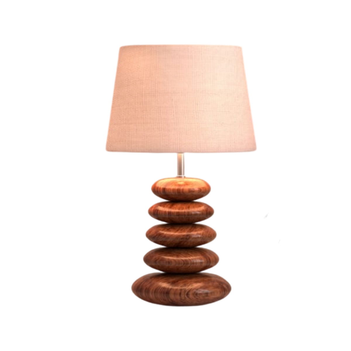 Wooden Pebble Table Lamp with 10 inches Lampshade